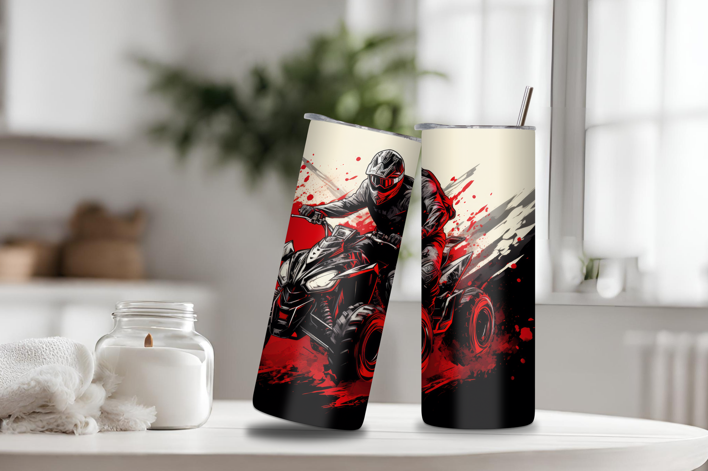 ATV Riders Tumbler, 20 oz skinny tumbler, custom tumbler, drinkware