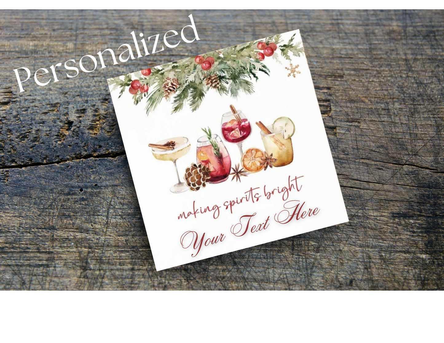 Making Spirits Bright Home Coasters, Personalized, set of 4