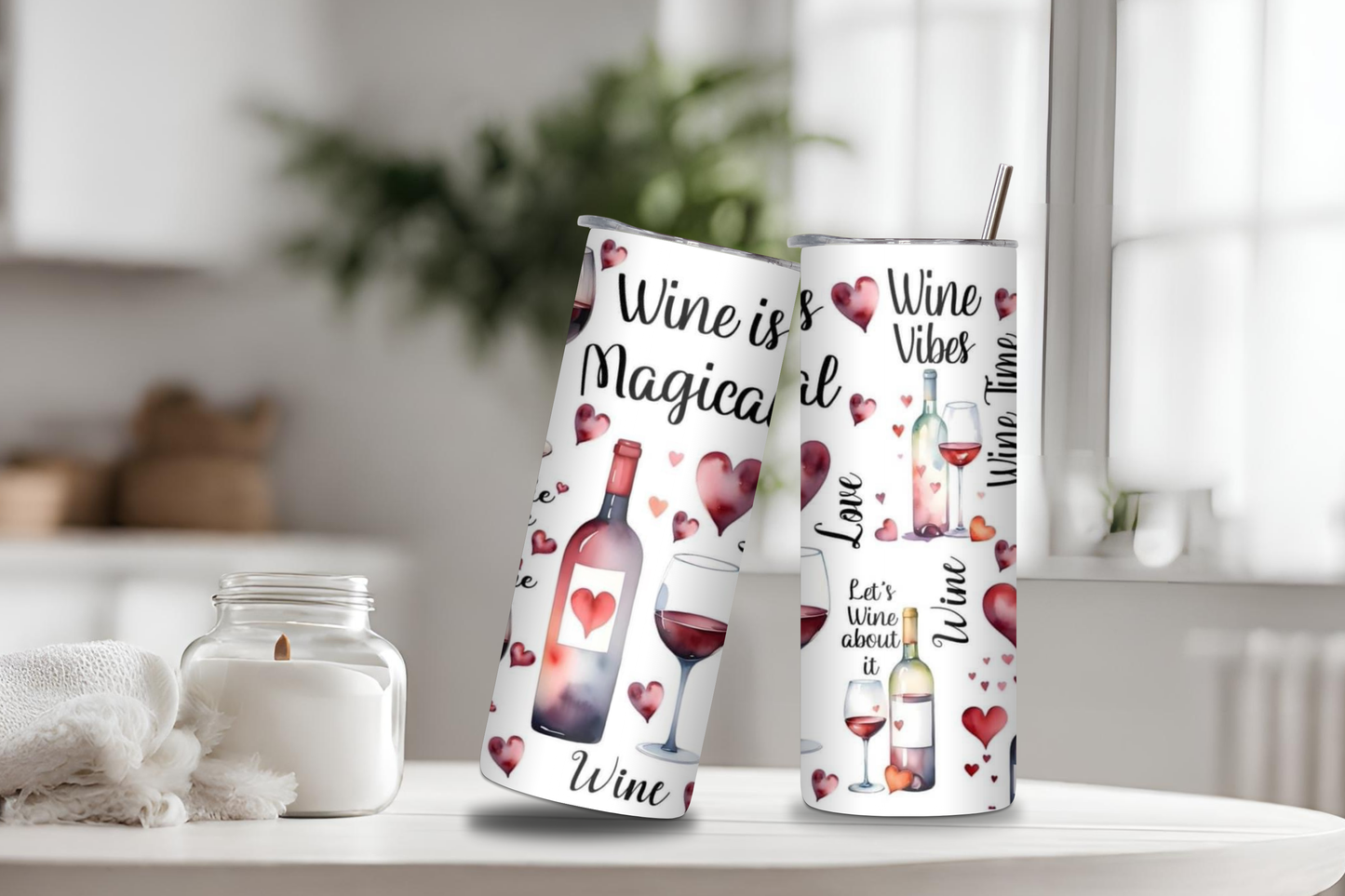Wine Lovers Custom Tumblers, 20 oz skinny tumbler, drinkware