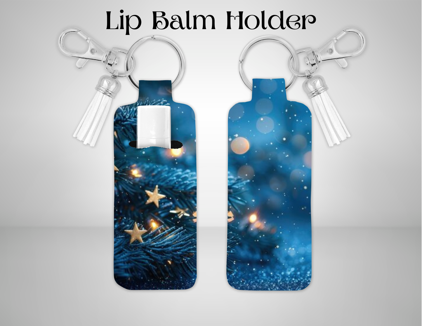 Lip Balm Holder, Christmas Tree Blue