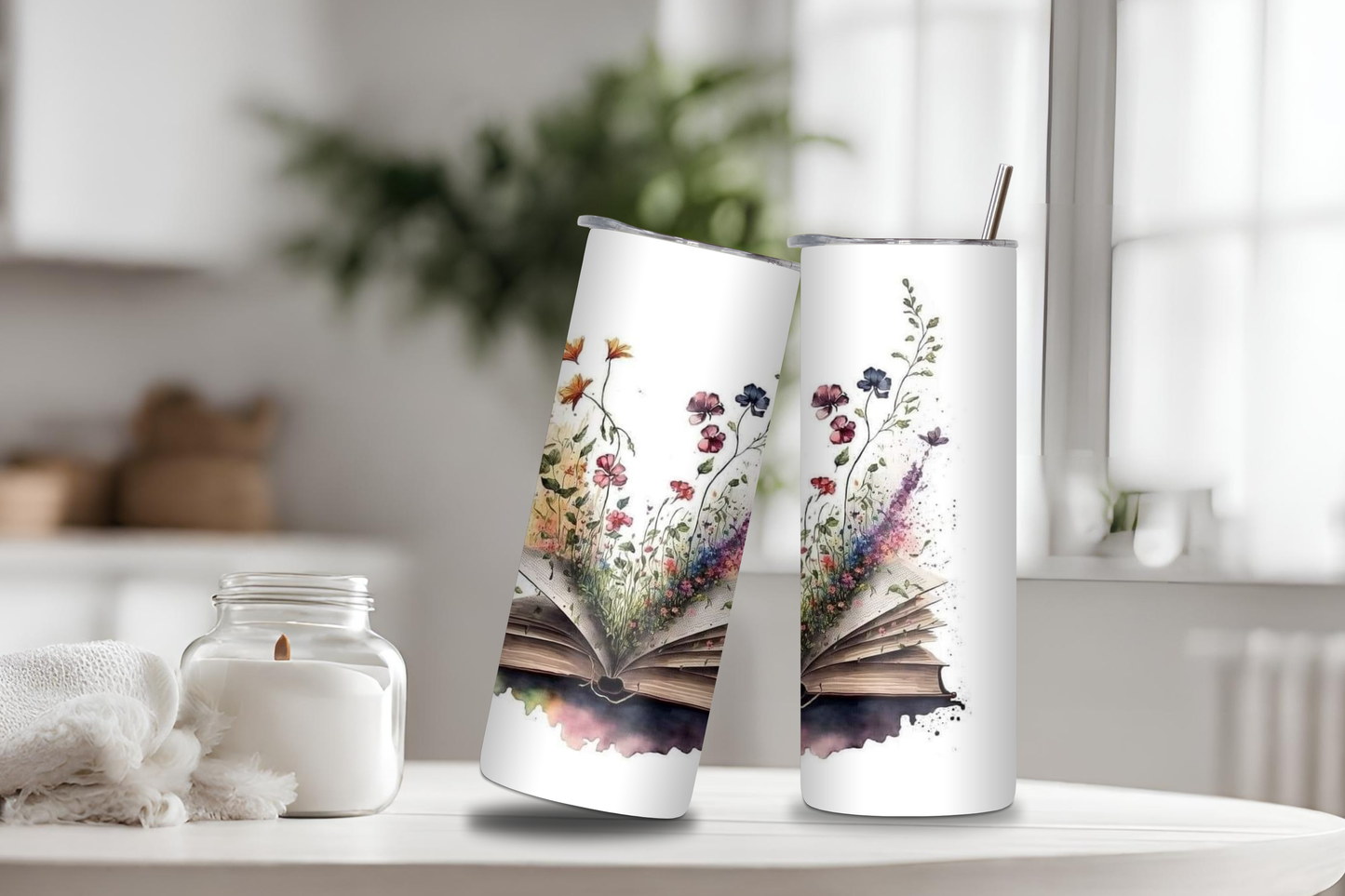 Reading Book Tumbler, 20 oz skinny tumbler