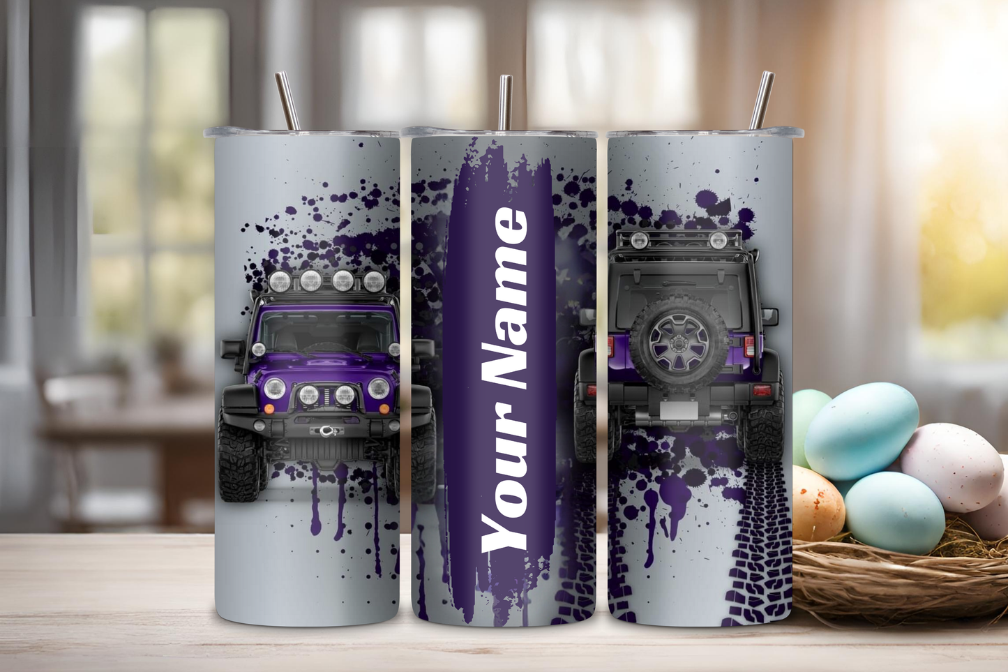 Car Purple Personalized Tumbler, 20 oz skinny tumbler, custom tumbler, drinkware