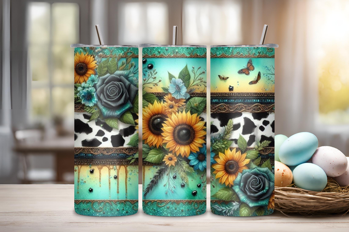 Sunflower Green Custom Tumbler, 20 oz skinny tumbler, drinkware