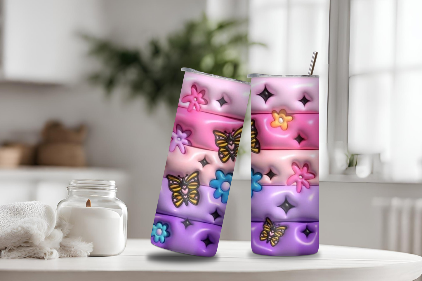 Butterfly 3D Tumbler, 20 oz skinny tumbler