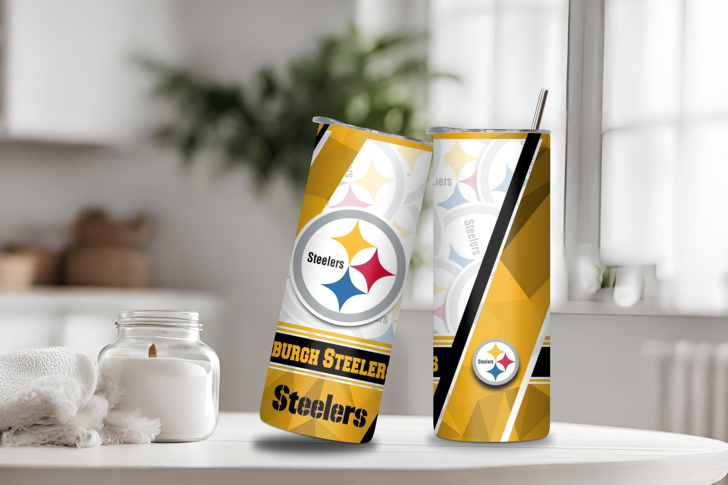 Steelers Sports Custom Tumbler, 20 oz skinny tumbler, drinkware