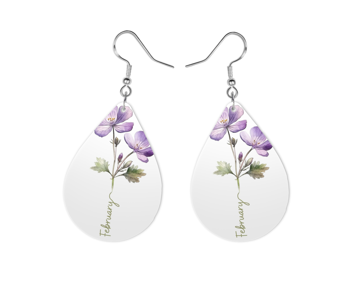 February Birth Month Earrings, custom made, fashion accessory