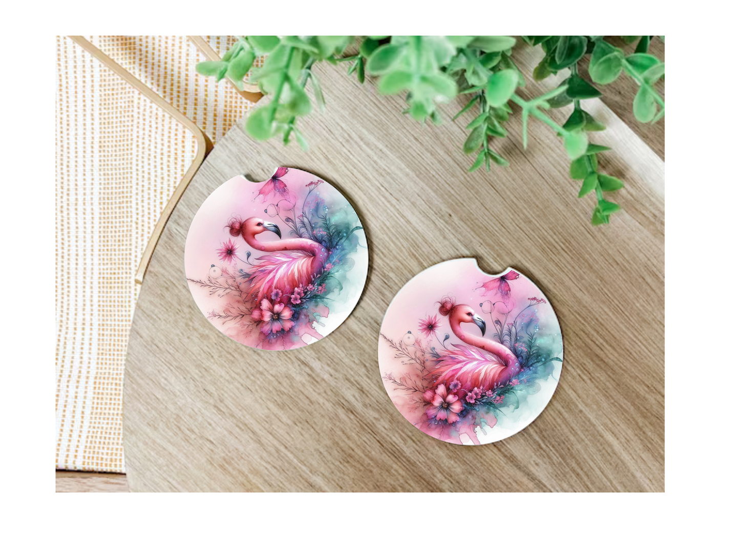 Flamingo Car Coasters, neoprene material, car accessory