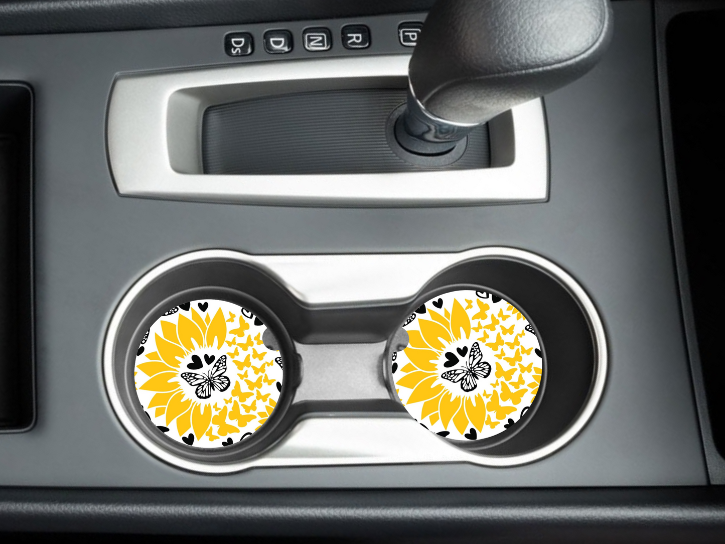 Sunflower Butterfly Car Coasters, neoprene material, car accessory
