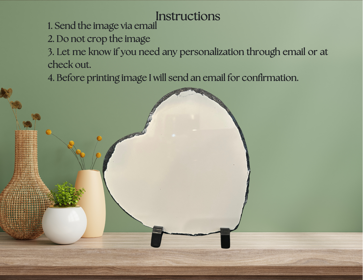 Heart Shape Stone Slate, Personalized, 7.7" x 7.7" size