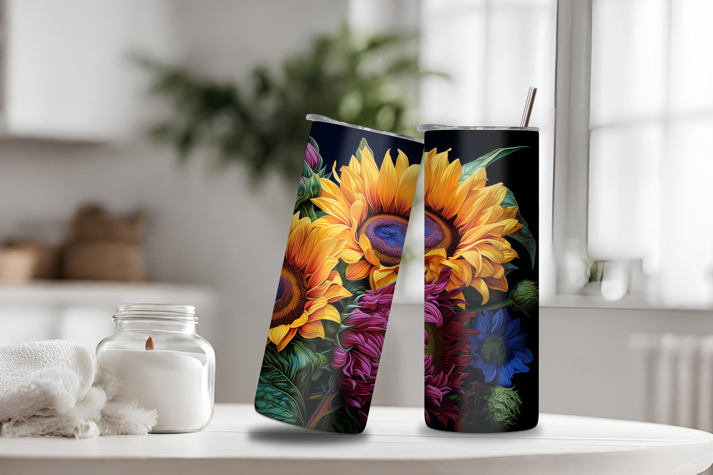 Sunflower Bloom Tumbler, 20 oz skinny tumbler
