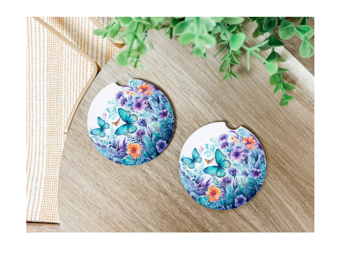 Butterflies Car Coasters, neoprene material, car accessory