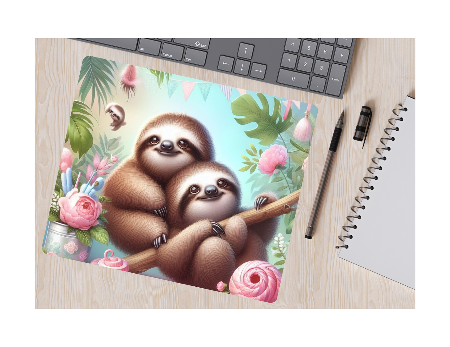 Sloths Design Mouse Pad, custom made, desk accessory