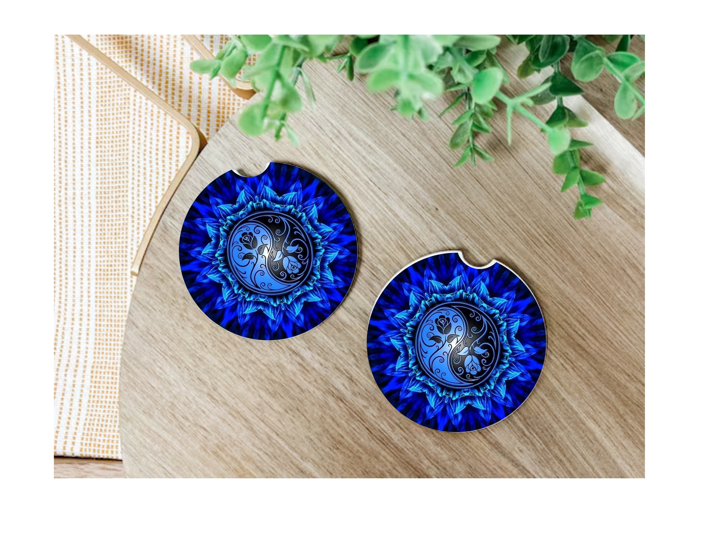 Jing & Jang Car Coasters, neoprene material, car accessory