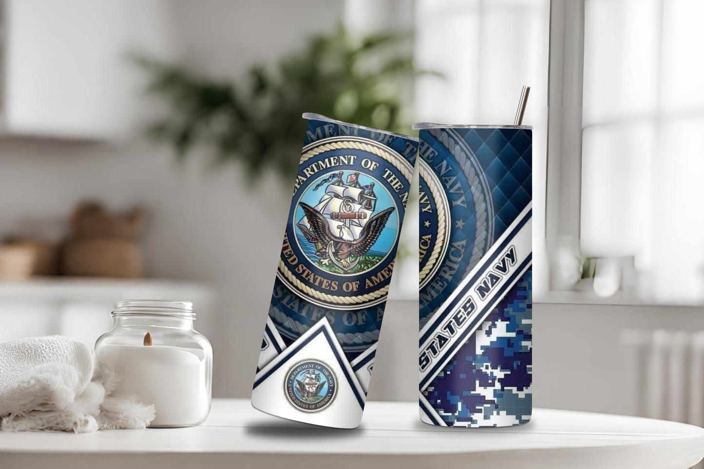 Navy Tumbler, 20 oz skinny tumbler