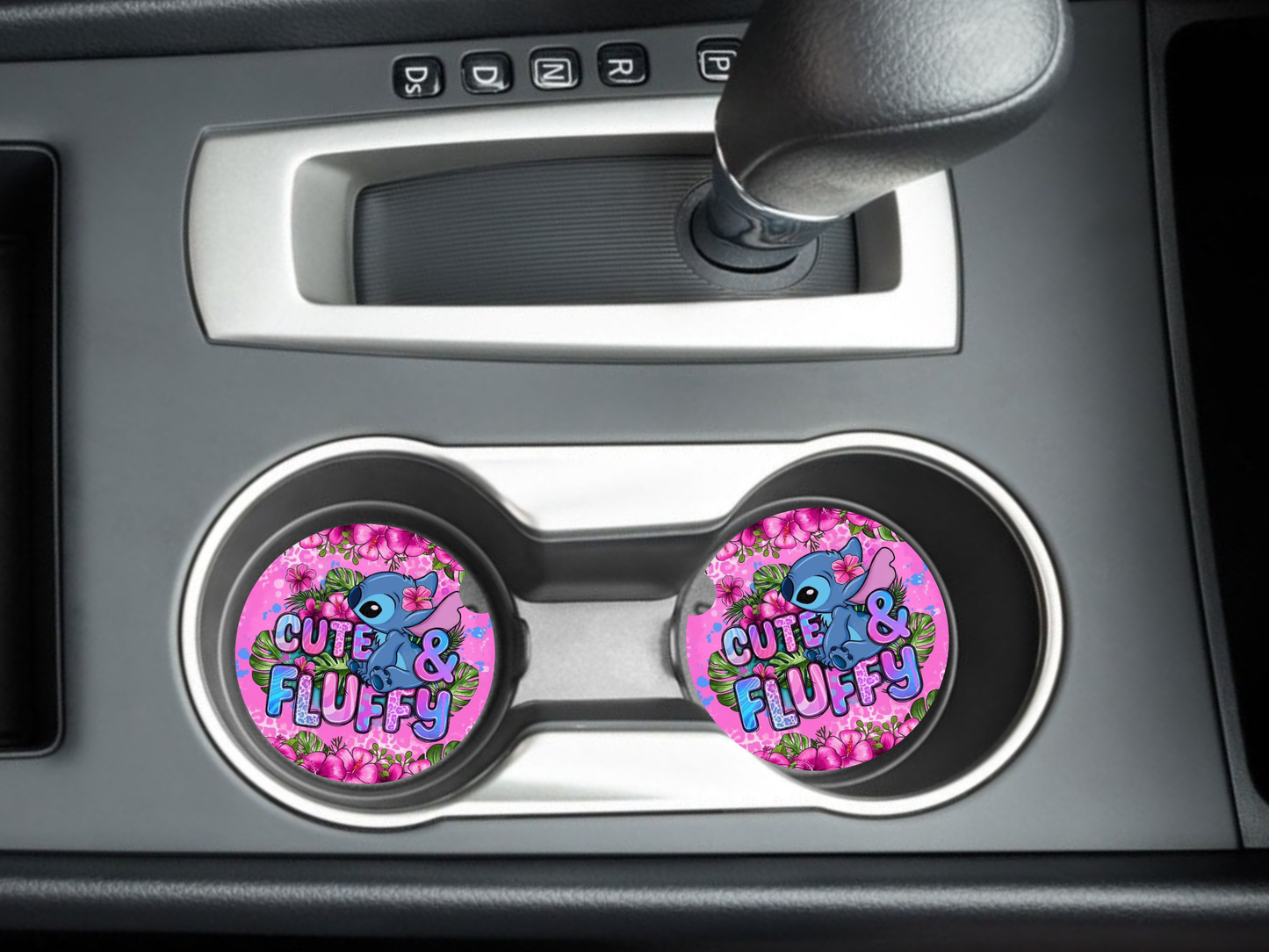 Stich Cute & Fluffy Car Coasters, neoprene material, car accessory