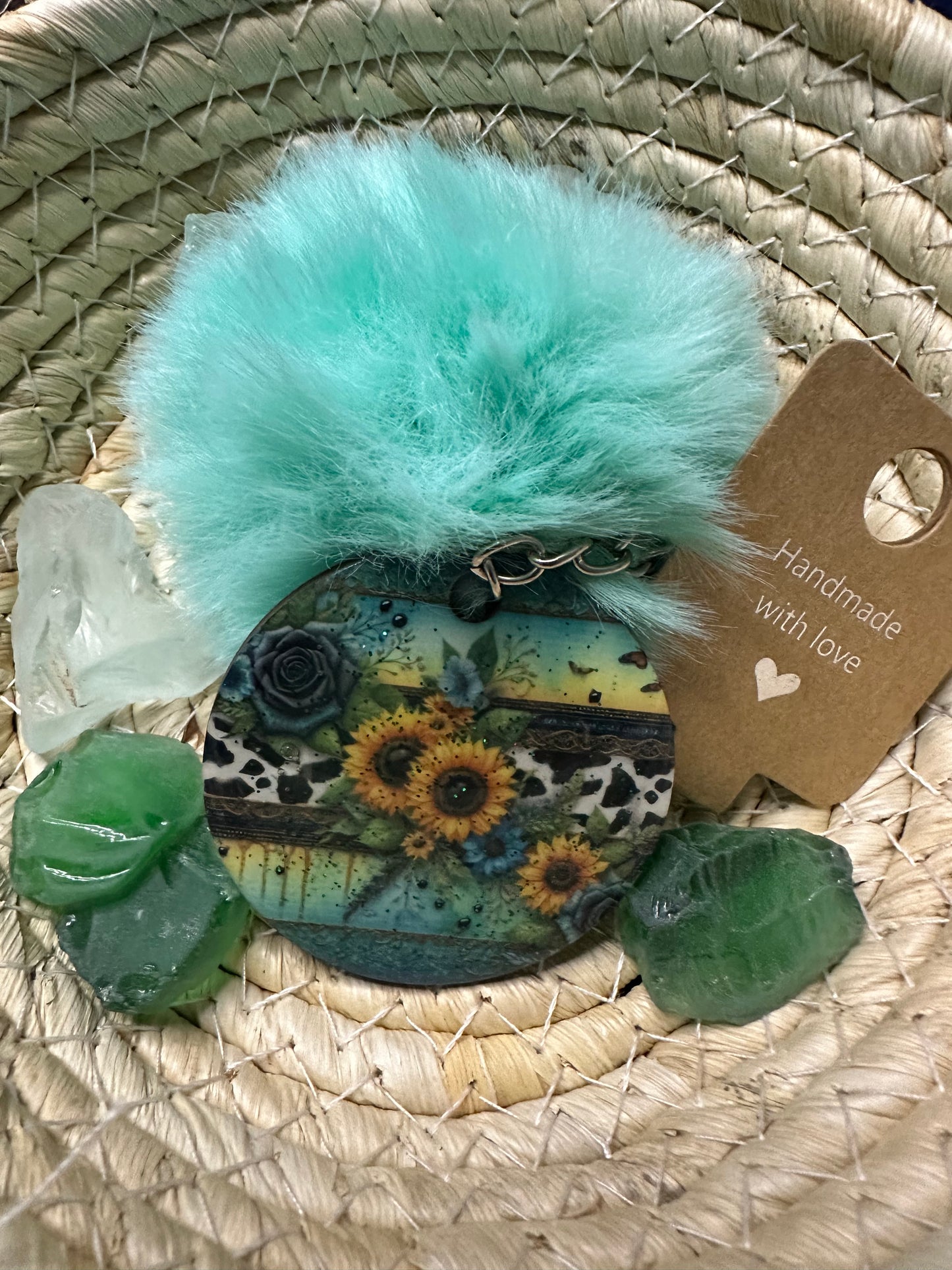 Sunflower Pom Pom Keychain