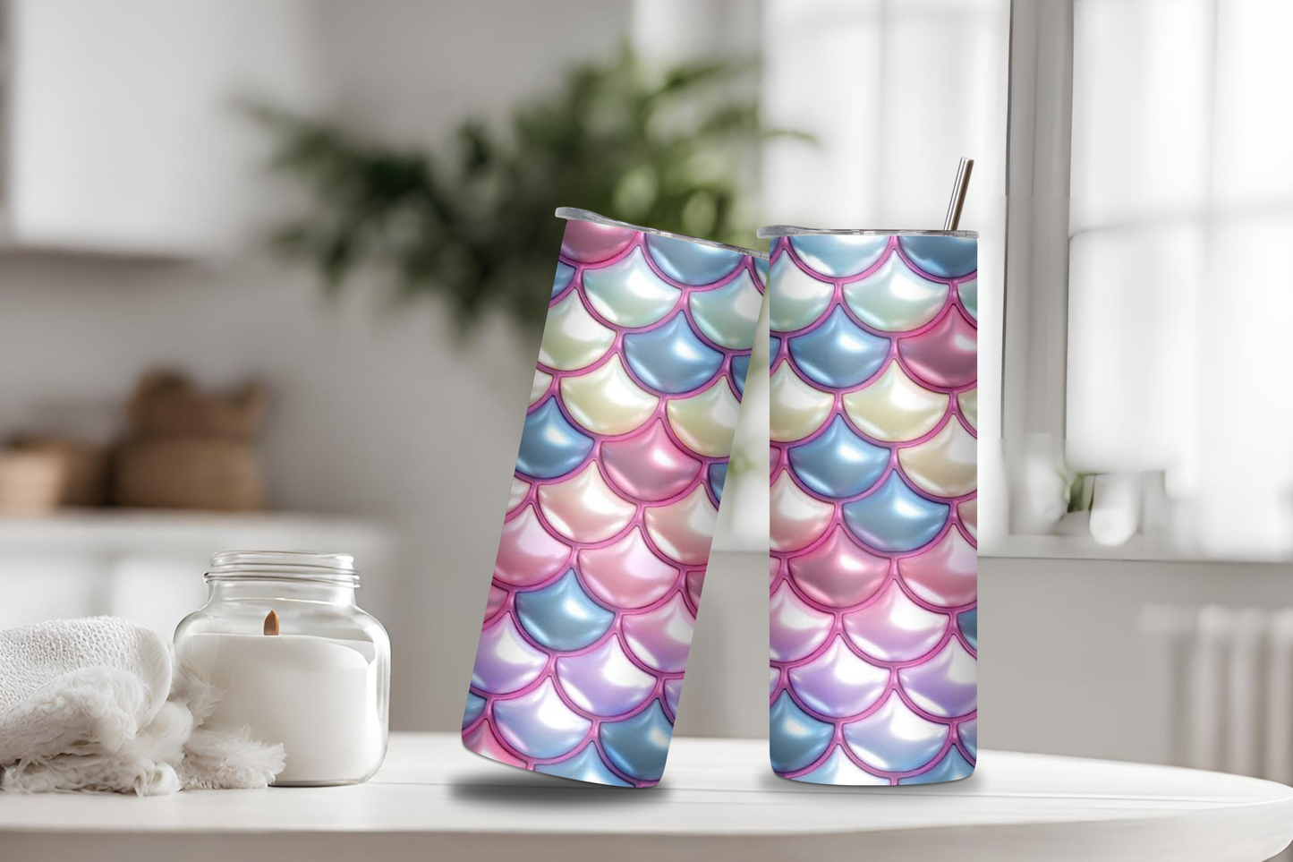 Mermaid Shells Custom Tumbler, 20 oz skinny tumbler, drinkware
