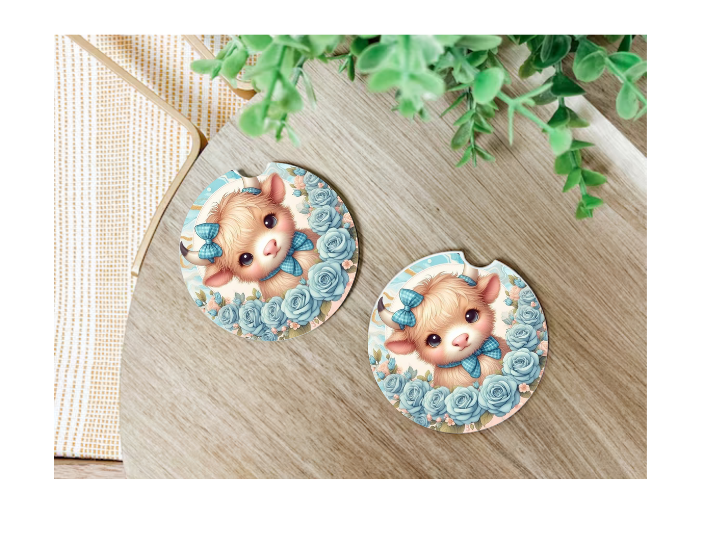 Cow Car Coasters, neoprene material, car accessory