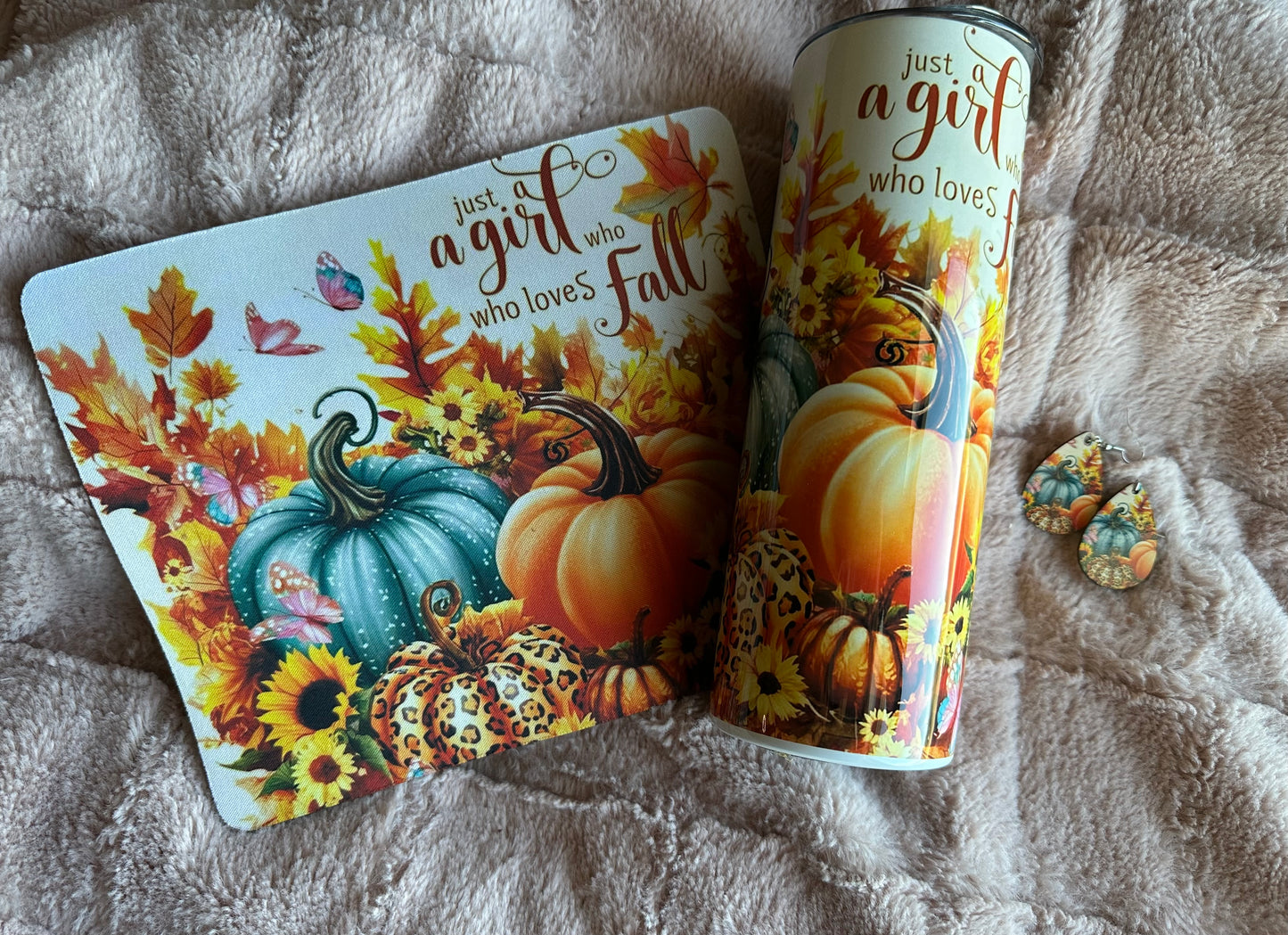 Just A Girl Who Loves Fall Tumbler, 20 oz skinny tumbler, custom tumbler, drinkware