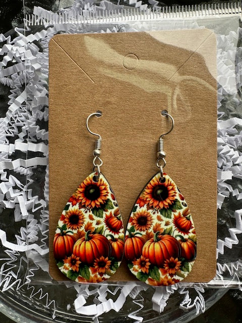 Fall Pumpkin Earrings, Fashion Design, Teardrop Earring