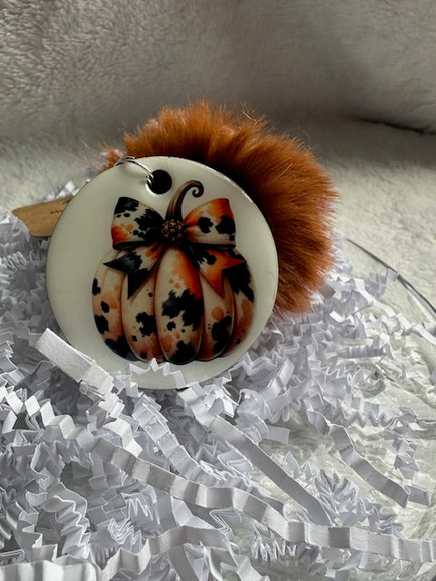 Fall Pumpkin Pom Pom Keychain