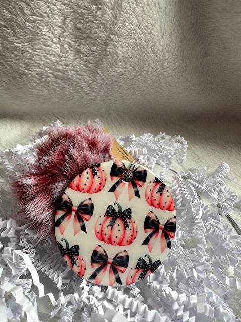 Pumpkin Pom Pom Keychain