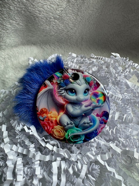 Dragon Crystal Ball Pom Pom Keychain