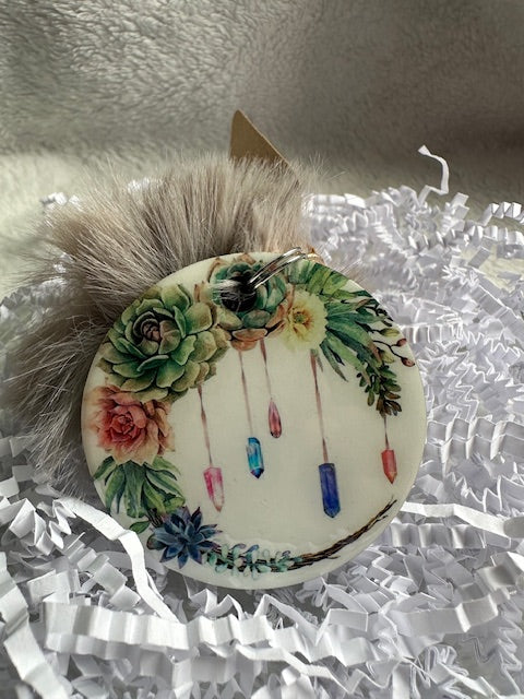 Crystals Pom Pom Keychain