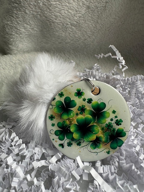 Shamrock Pom Pom Keychain
