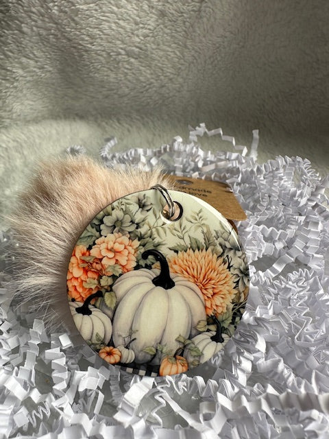 Fall Pumpkin Pom Pom Keychain
