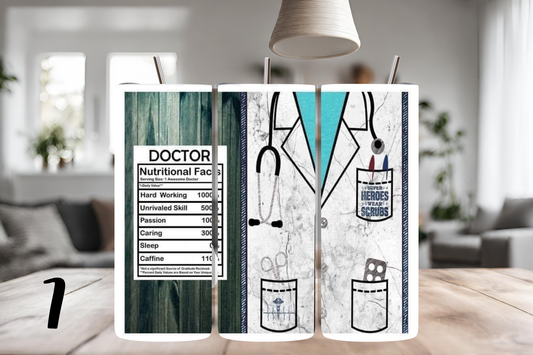Doctor Tumbler, 20 oz skinny tumbler, custom tumbler, drinkware