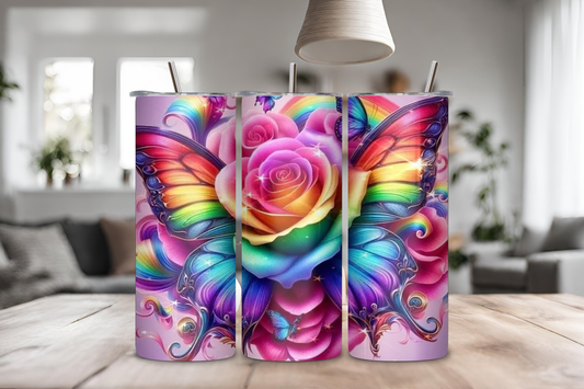 Butterfly Colorful Tumbler, 20 oz skinny tumbler
