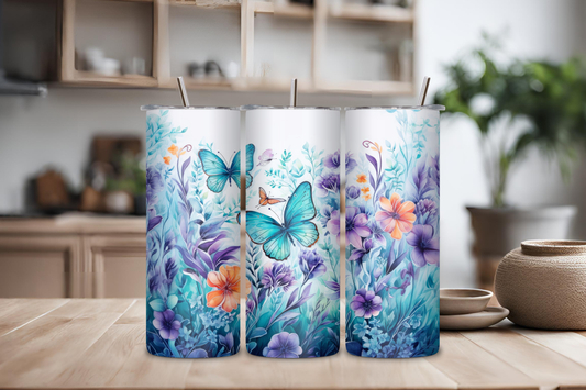 Butterfly Tumbler, 20 oz skinny tumbler, custom tumbler, drinkware