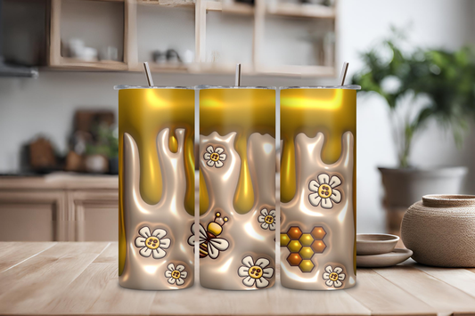 Honey Bee Tumbler, 20 oz skinny tumbler, custom tumbler, drinkware