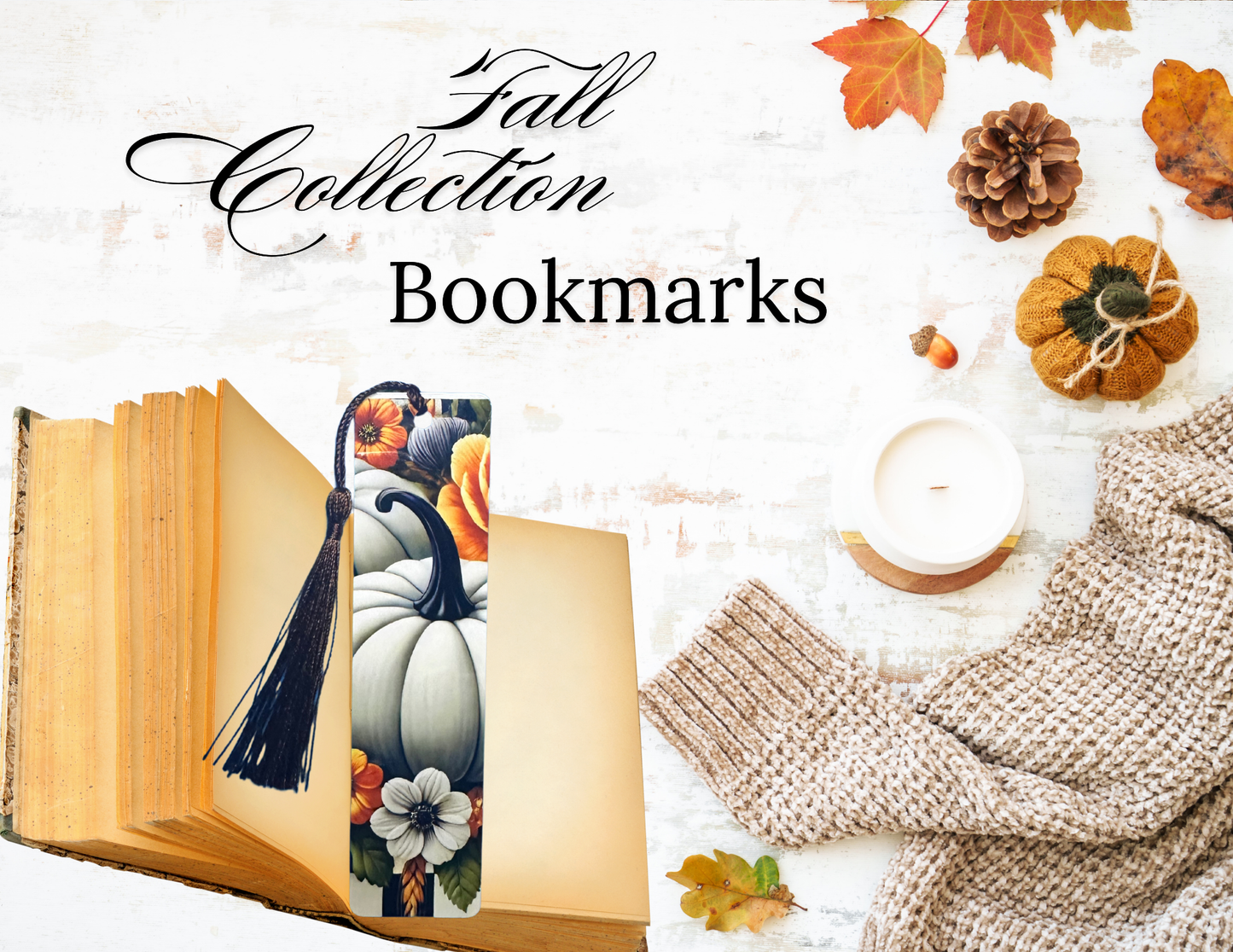 Fall Pumpkin Black & White Bookmark