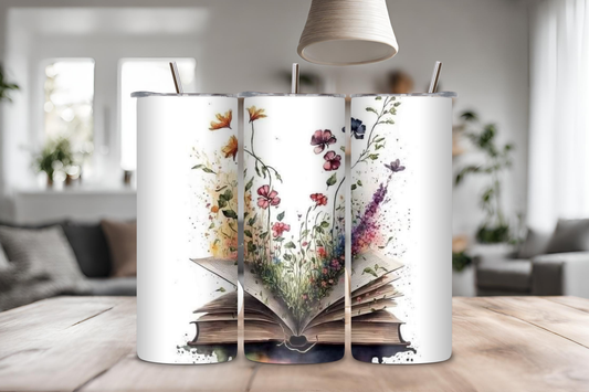 Reading Book Tumbler, 20 oz skinny tumbler