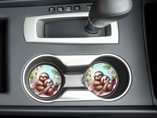 Sloths Car Coasters, neoprene material, car accessory