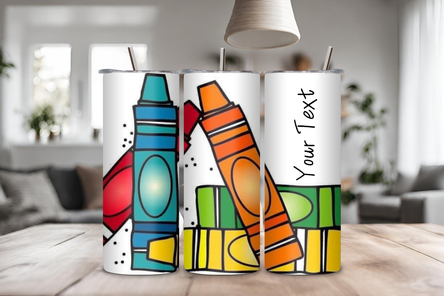Crayon Tumbler, 20 oz skinny tumbler, custom tumbler, drinkware