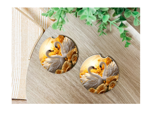 Swans Car Coasters, neoprene material, car accessory