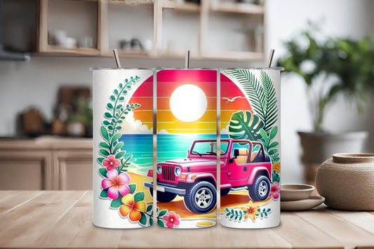 Beach Adventure Tumbler, 20 oz skinny tumbler, custom tumbler, drinkware