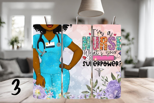 Nurse Tumbler, 20 oz skinny tumbler, custom tumbler, drinkware