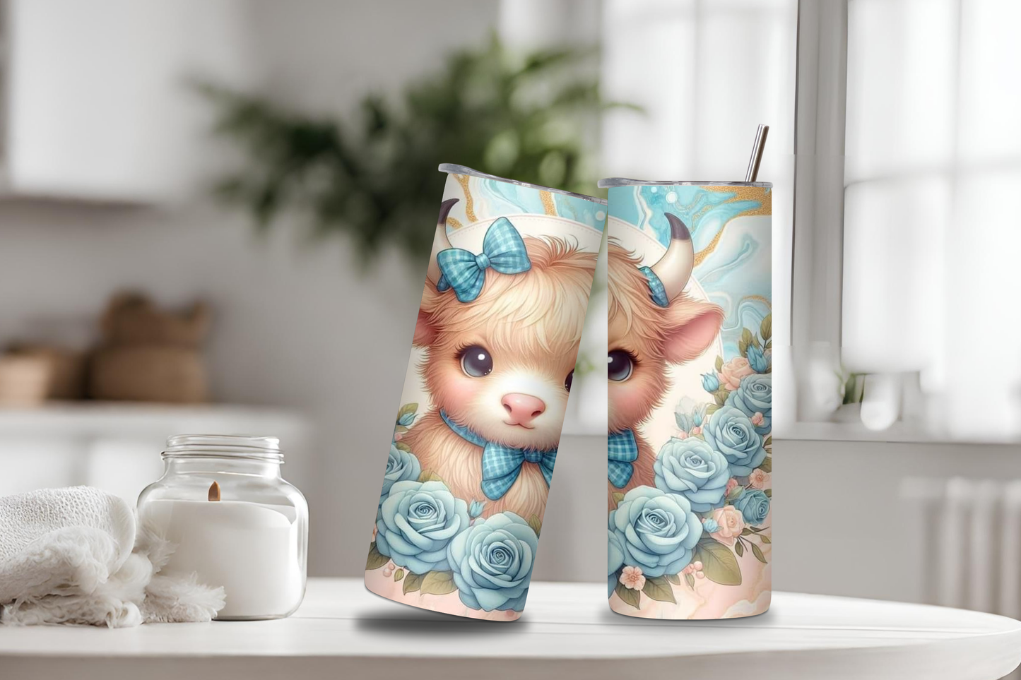 Cute Cow Tumbler, 20 oz skinny tumbler, custom tumbler, drinkware