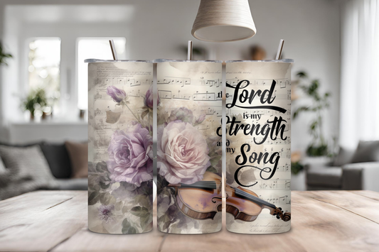 Lord is My Strength and My Song Tumbler, 20 oz skinny tumbler
