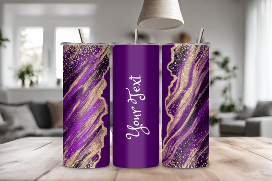 Purple Marble Personalized Tumbler, 20 oz skinny tumbler