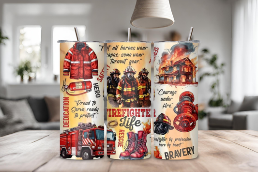 Firefighter Life Tumbler, 20 oz skinny tumbler