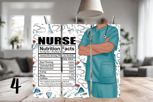 Male Nurse Tumbler, 20 oz skinny tumbler, custom tumbler, drinkware