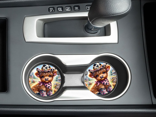 Cow Car Coasters, neoprene material, car accessory