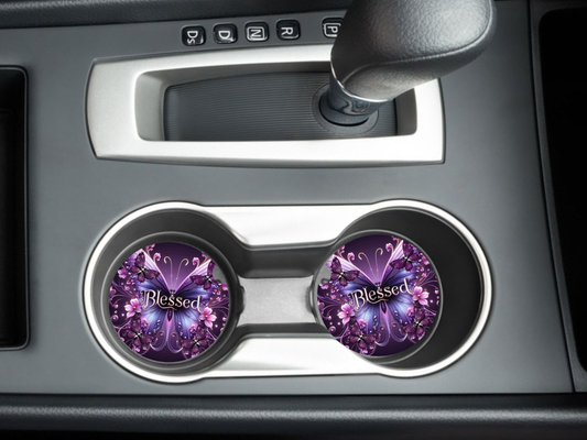 Blessed Butterfly Car Coasters, neoprene material, car accessory