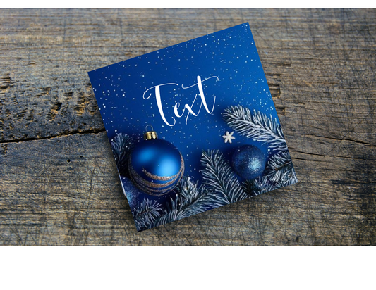Holiday Home Coasters, Personalized, Blue, set of 4