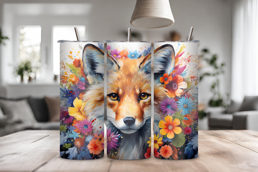 Fox Tumbler, 20 oz skinny tumbler, custom tumbler, drinkware